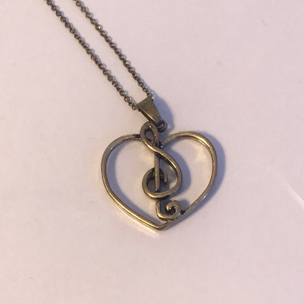 Golden music heart necklace